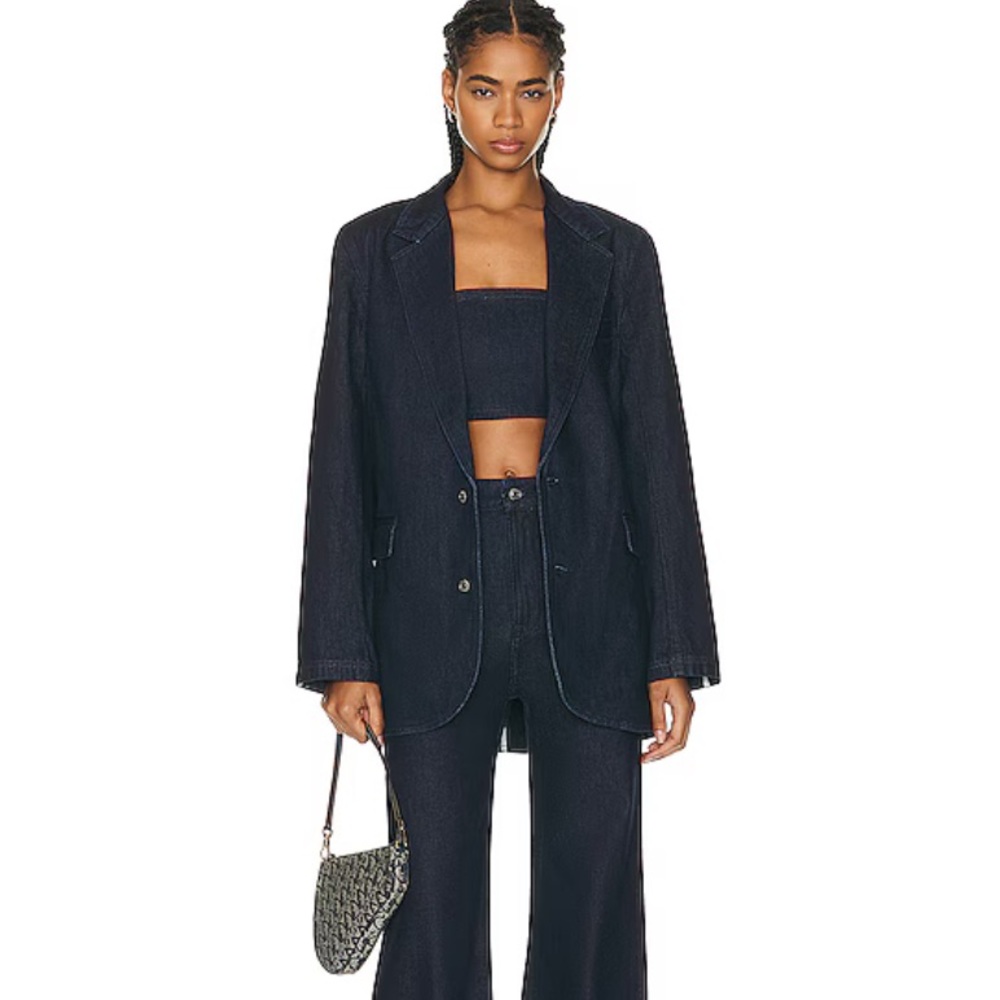 Price firm NWT GRLFRND Oversized Denim Coat XS/S cropped trench coat tan